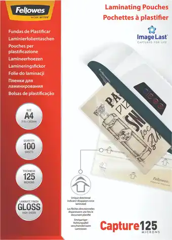 Coolblue Fellowes Lamineerhoezen Capture 125 mic A4 (100 stuks) aanbieding