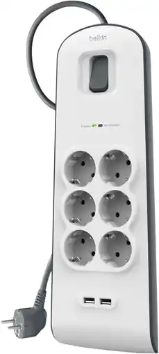 Coolblue Belkin Surge Protector 6 outlet 2 meter 2x usb aanbieding