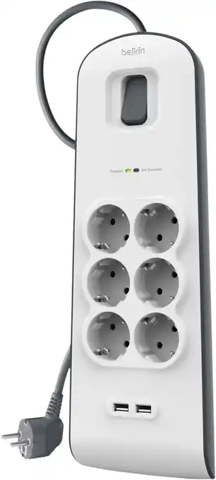 Coolblue Belkin Surge Protector 6 outlet 2 meter 2x usb aanbieding