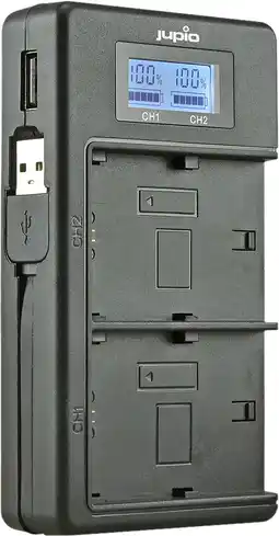 Coolblue Jupio USB Duo Charger LCD voor Sony NP-FW50 aanbieding