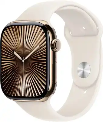 Coolblue Apple Watch Series 10 4G 46mm Titanium Goud Sportband M/L aanbieding