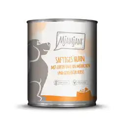 Zooplus 6x800g MjAMjAM Adult hond sappige kip met malse eend nat hondenvoer aanbieding