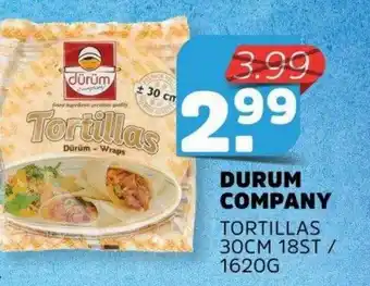 Sahan Supermarkten Durum Company Tortillas 30CM 18ST - 1620G aanbieding