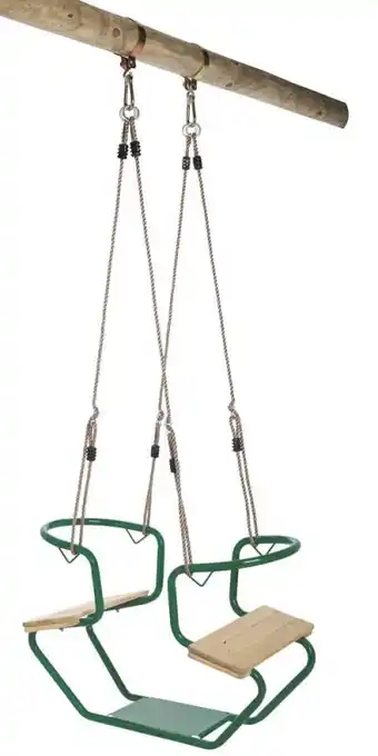 Welkoop Swing King Metaal/Hout - Schommel duozit - Groen aanbieding