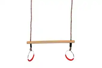 Welkoop Swing King Hout/Metaal - Trapeze met ringen - Rood aanbieding