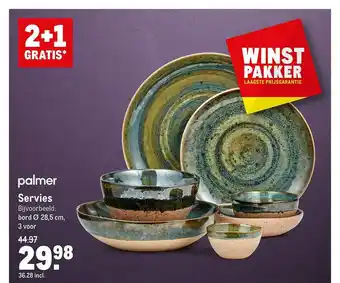 Makro Palmer Servies 2+1 Gratis aanbieding