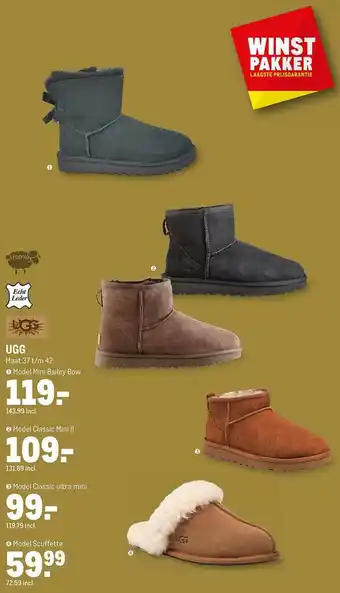 Makro UGG Model Mini Bailey Bow, Model Classic Mini II, Model Classic Ultra Mini Of Model Scuffette aanbieding