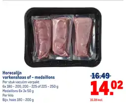 Makro Horecalijn varkenshaas of medaillons aanbieding