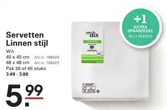 Sligro Servetten Linnen stijl Wit aanbieding
