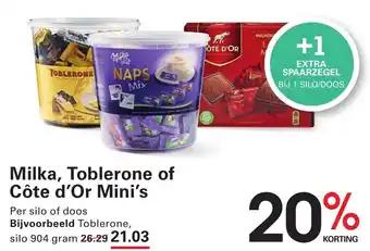 Sligro Milka, Toblerone of Côte d'Or Mini's aanbieding