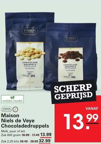 Sligro Maison Niels de Veye Chocoladedruppels aanbieding