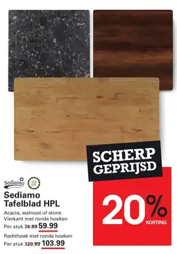Sligro Sediamo Tafelblad HPL aanbieding