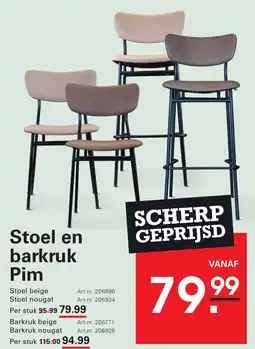 Sligro Stoel en barkruk Pim aanbieding