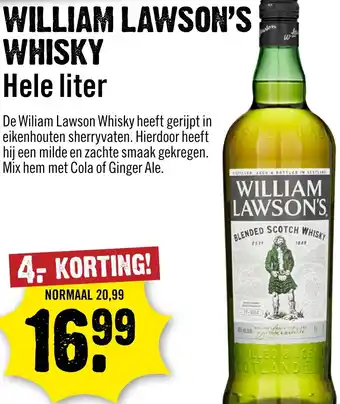 Dirck 3 William lawson's whisky aanbieding