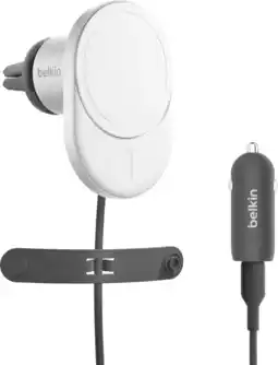Coolblue Belkin Telefoonhouder Auto Luchtrooster met MagSafe en Qi2 Opladen Zilver aanbieding