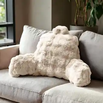 Action Comfortabel rugkussen Pom Pom Fur - crème-wit aanbieding