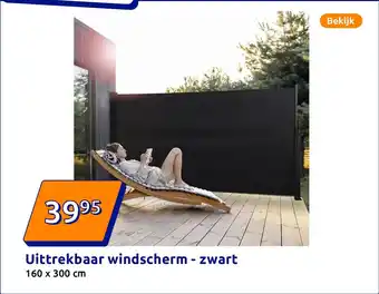 Action Uittrekbaar windscherm zwart aanbieding
