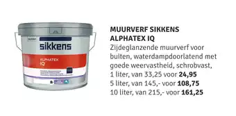 Nijhof Muurverf Sikkens Alphatex Iq 1liter aanbieding