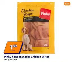 Action Pinky hondensnacks Chicken Strips aanbieding