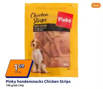 Action Pinky hondensnacks Chicken Strips aanbieding