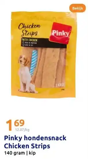 Action Pinky hondensnack Chicken Strips aanbieding