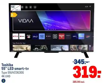 Makro Toshiba 55 LED smart-tv aanbieding