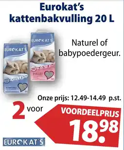 Huisdier Voordeelshop Eurokat's kattenbakvulling 20 L aanbieding