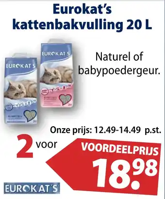 Huisdier Voordeelshop Eurokat's kattenbakvulling 20 L aanbieding
