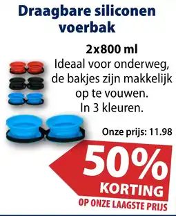 Huisdier Voordeelshop Draagbare siliconen voerbak aanbieding