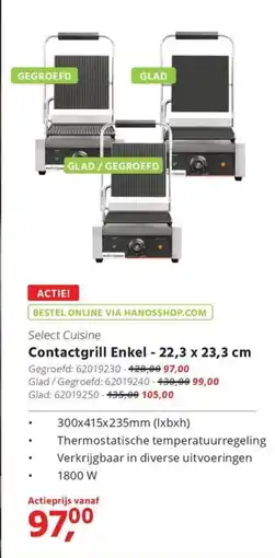 HANOS Select Cuisine Contactgrill Enkel aanbieding