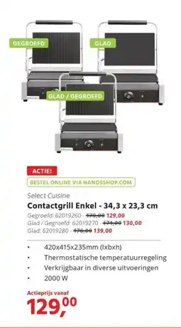 HANOS Select Cuisine Contactgrill Enkel aanbieding