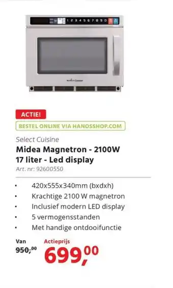 HANOS Select Cuisine Midea Magnetron LED display aanbieding