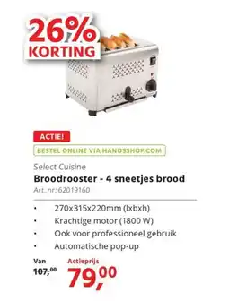 HANOS Select Cuisine Broodrooster 4 sneetjes brood aanbieding