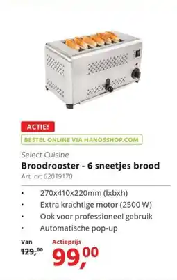 HANOS Select Cuisine Broodrooster 6 sneetjes brood aanbieding