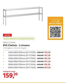 HANOS Select Cuisine RVS Chefrek 2 niveaus aanbieding