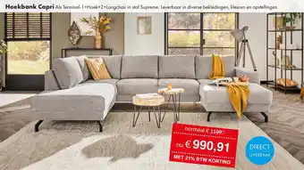Woonsquare Hoekbank Capri aanbieding