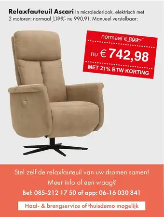 Woonsquare Relaxfauteuil Ascari aanbieding