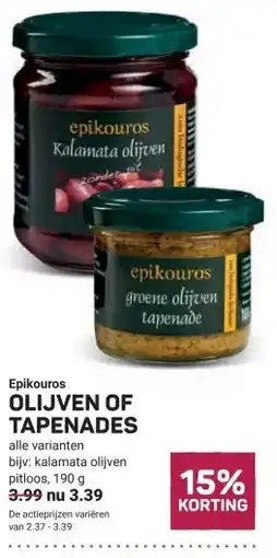 Ekoplaza Epikouros OLIJVEN OF TAPENADES aanbieding