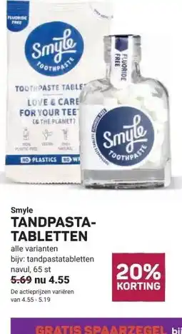 Ekoplaza Smyle TANDPASTA- TABLETTEN aanbieding