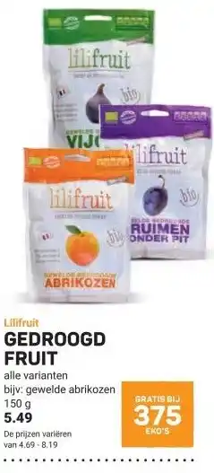 Ekoplaza Lilifruit GEDROOGD FRUIT aanbieding