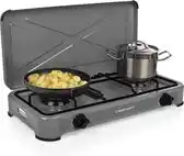 Bol.com Campart Campingkooktoestel GA-8402 - Gas kooktoestel 2 pits - Kookplaat kamperen - Grijs aanbieding