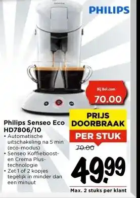 Vomar Voordeelmarkt Philips Senseo Eco HD7806/10 aanbieding