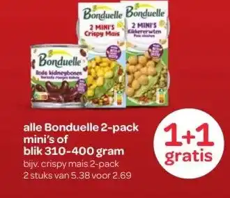 Spar alle Bonduelle 2-pack mini's of blik 310-400 gram aanbieding
