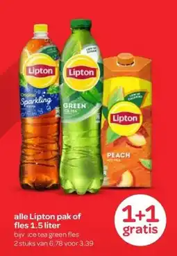 Spar alle Lipton pak of fles 1.5 liter aanbieding