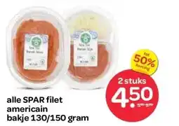 Spar alle SPAR filet americain bakje 130/150 gram aanbieding