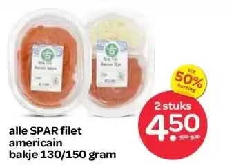 Spar alle SPAR filet americain bakje 130/150 gram aanbieding