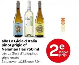 Spar alle La Gioia d'Italia pinot grigio of Neleman fles 750 ml aanbieding
