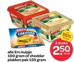 Spar alle Eru kuipje 100 gram of cheddar plakken pak 150 gram aanbieding