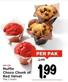 Vomar Voordeelmarkt Muffin Choco Chunk of Red Velvet aanbieding