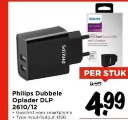 Vomar Voordeelmarkt Philips Dubbele Oplader DLP 2610/12 aanbieding